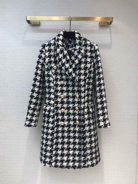 2019 fall/winter women's plaid tweed coat brand new double-breasted houndstooth overcoat a952, Black
2019 fall/winter women's plaid tweed coat brand new double-breasted houndstooth overcoat a952, Black