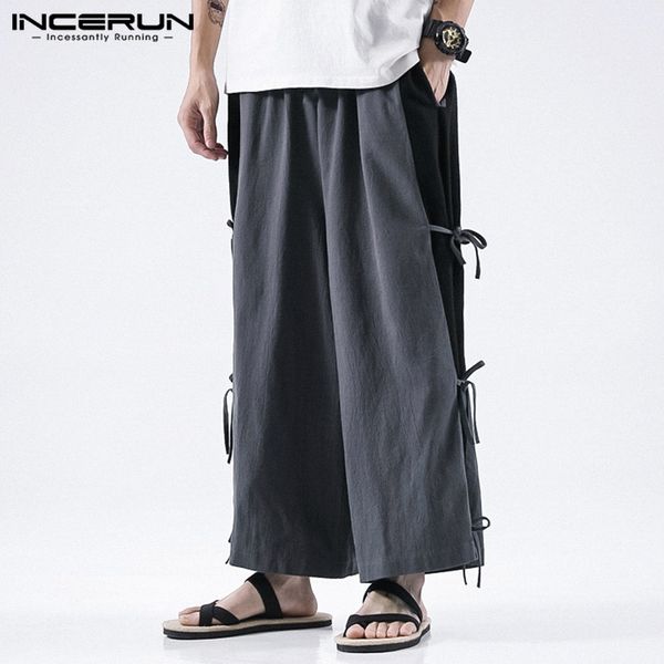 men's pants incerun men wide leg cotton joggers elastic waist baggy patchwork vintage streetwear pantalon lace up casual trousers, Black
men's pants incerun men wide leg cotton joggers elastic waist baggy patchwork vintage streetwear pantalon lace up casual trousers, Black