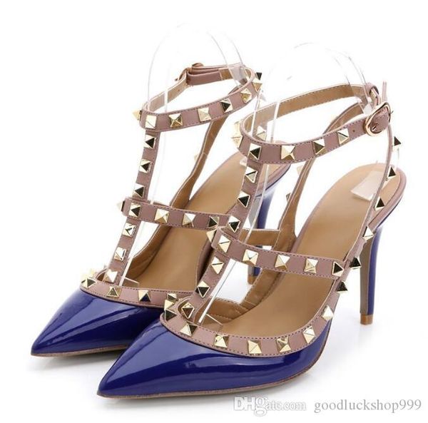 designer pointed toe 2-strap with studs high heels patent leather rivets sandals women studded strappy dress shoes valentine high heel shoes, Black
designer pointed toe 2-strap with studs high heels patent leather rivets sandals women studded strappy dress shoes valentine high heel shoes, Black