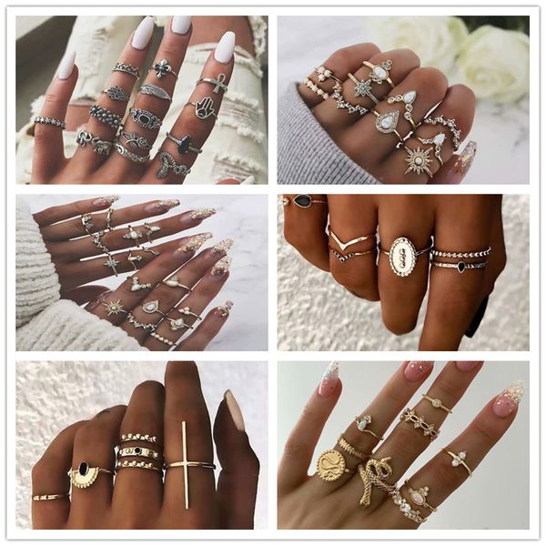 bohemian retro crystal flower cross hollow silver ring set women wedding anniversary gift female vintage rings for women boho, Golden;silver
bohemian retro crystal flower cross hollow silver ring set women wedding anniversary gift female vintage rings for women boho, Golden;silver