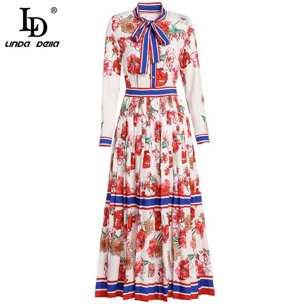 ld linda della 2019 spring fashion designer long dress women's long sleeve bow collar beautiful floral print a line casual dress, Black;gray
ld linda della 2019 spring fashion designer long dress women's long sleeve bow collar beautiful floral print a line casual dress, Black;gray