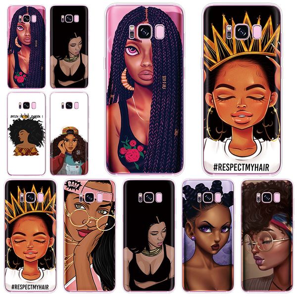 

afro girls back covers case for samsung galaxy a70 a60 a50 a40 a30 a20e a20 a10 a9 a8 a7 a6 note 10 pro 9 s7 s10e s8 s9 s10 plus phone case