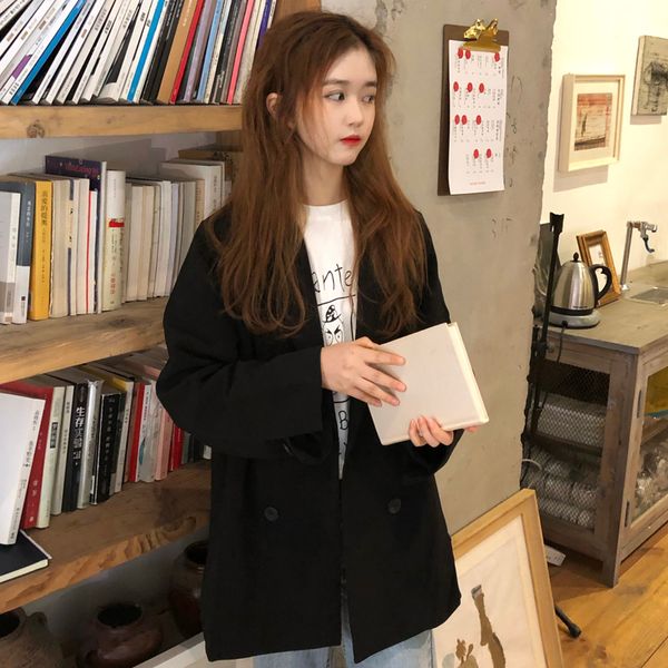 korean style 2019 women blazers and jackets chic chaqueta mujer oversize solid black blazer femme, White;black
korean style 2019 women blazers and jackets chic chaqueta mujer oversize solid black blazer femme, White;black