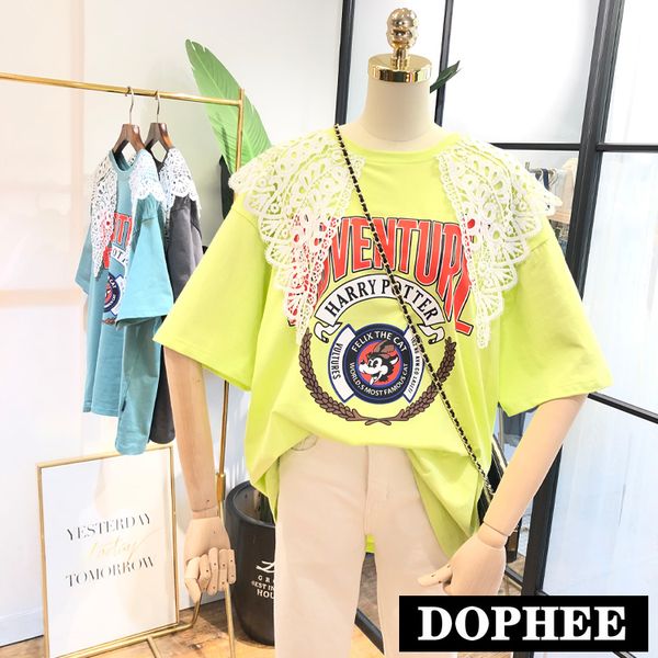 korean new stitching lace collar loose casual cartoon short sleeve tee shirt female cute 100% cotton t-shirt streetwear base top, White
korean new stitching lace collar loose casual cartoon short sleeve tee shirt female cute 100% cotton t-shirt streetwear base top, White