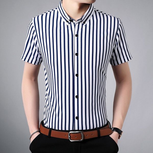 2019 fashion brand designer shirt man stripped dress shirts workout short sleeve slim fit street wear korean casual men clothing, White;black
2019 fashion brand designer shirt man stripped dress shirts workout short sleeve slim fit street wear korean casual men clothing, White;black