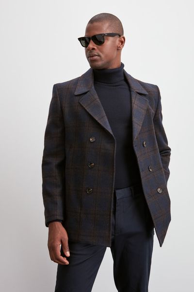 trendyol double breasted coat tmnaw20kb0229, Black;brown