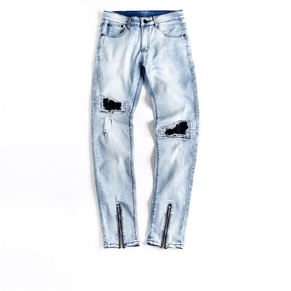 men's jeans personality knee pleats patchwork trousers zipper fashion casual trousers new, Blue
men's jeans personality knee pleats patchwork trousers zipper fashion casual trousers new, Blue