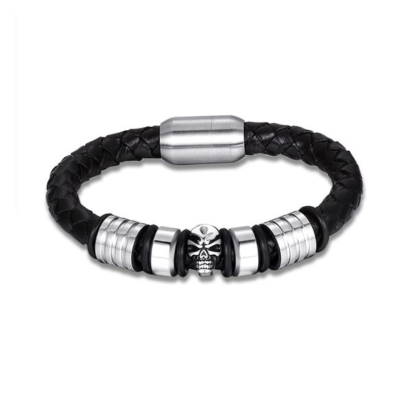 new exaggerated punk bracelet men's jewelry genuine leather braid stainless steel magnetic skull individual fashion accessories, Golden;silver
new exaggerated punk bracelet men's jewelry genuine leather braid stainless steel magnetic skull individual fashion accessories, Golden;silver