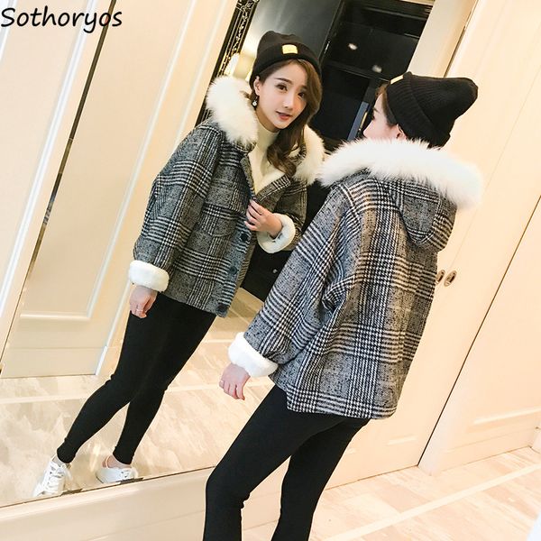 wool women hooded plaid simple all-match leisure korean style blends womens lambswool elegant warm sweet ladies chic outerwear, Black
wool women hooded plaid simple all-match leisure korean style blends womens lambswool elegant warm sweet ladies chic outerwear, Black
