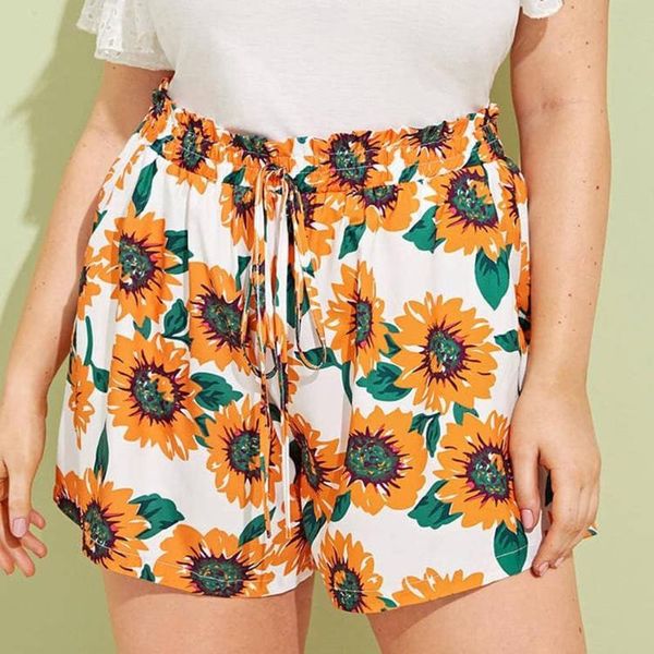 women casual plus size sunflower print pleated elastic band wide leg pants polyester elastic band short pant loose female pantal, White;black
women casual plus size sunflower print pleated elastic band wide leg pants polyester elastic band short pant loose female pantal, White;black