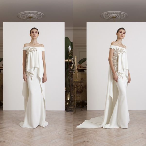 azzi osta 2019 white mermaid prom dresses with cape off the shoulder lace appliqued celebrity party gowns dubai sweep train evening dress, Black
azzi osta 2019 white mermaid prom dresses with cape off the shoulder lace appliqued celebrity party gowns dubai sweep train evening dress, Black