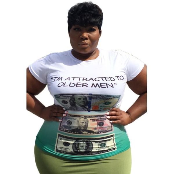dollars print tshirts crew neck short sleeve fashion feamle clothing plus size casual apparel womens summer designer, White
dollars print tshirts crew neck short sleeve fashion feamle clothing plus size casual apparel womens summer designer, White