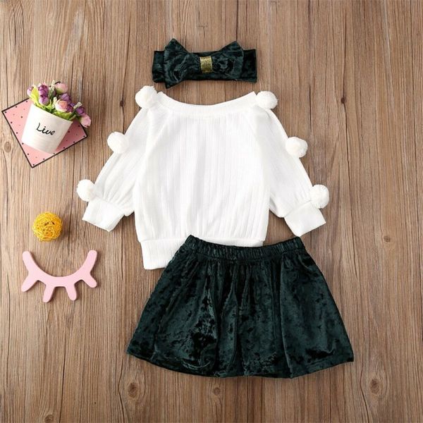 3pcs toddler kids baby girls long sleeve skirt headband outfits clothes, White
3pcs toddler kids baby girls long sleeve skirt headband outfits clothes, White
