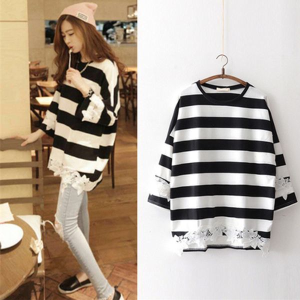 stripe t-shirt women 2020 spring new long sleeve loose large size cotton crew neck cloth sry xsq, White
stripe t-shirt women 2020 spring new long sleeve loose large size cotton crew neck cloth sry xsq, White