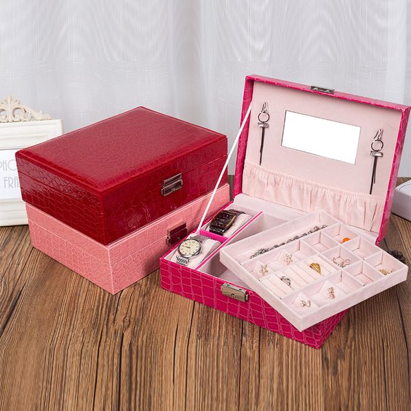 multifunctional portable jewelry box large capacity necklace ring earrings storage box wooden leather ladies jewelry, Pink;blue
multifunctional portable jewelry box large capacity necklace ring earrings storage box wooden leather ladies jewelry, Pink;blue