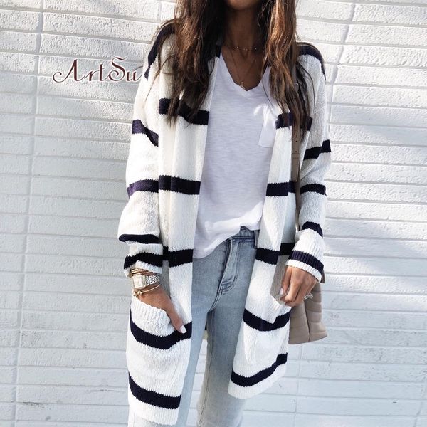 women black long knitted sweater striped sweater cardigans white streetwear pull femme winter assw20240
women black long knitted sweater striped sweater cardigans white streetwear pull femme winter assw20240