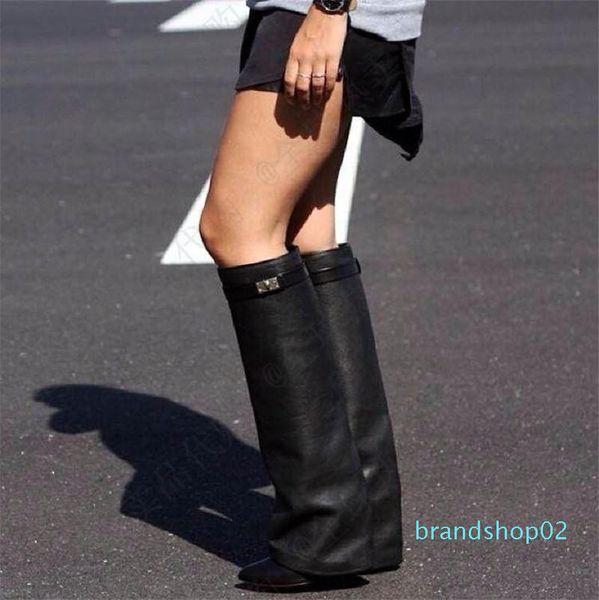 celebrity new fashion suede/leather shoes woman pointed toe motorcycle booties belt strap metal shark lock wedge knee high boots woman, Black
celebrity new fashion suede/leather shoes woman pointed toe motorcycle booties belt strap metal shark lock wedge knee high boots woman, Black