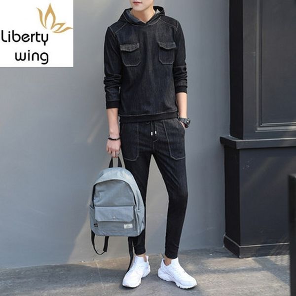 mens fashion black sets winter jeans suit casual pullover man slim fit denim clothes full length pencil pants male outfit, Gray
mens fashion black sets winter jeans suit casual pullover man slim fit denim clothes full length pencil pants male outfit, Gray