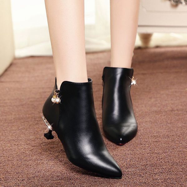 2018 spring and autumn high heels heel boots style high-heeled boots winter autumn, Black
2018 spring and autumn high heels heel boots style high-heeled boots winter autumn, Black