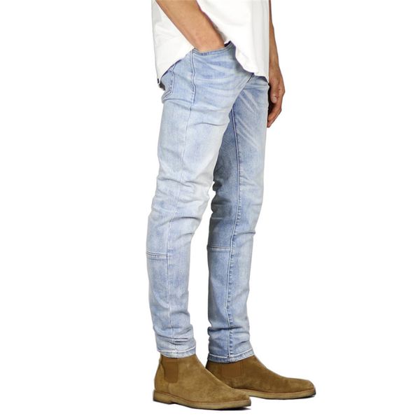 men's jeans fashion streetwear denim casual skinny ripped broken punk pants homme hip hop men ab31, Blue
men's jeans fashion streetwear denim casual skinny ripped broken punk pants homme hip hop men ab31, Blue