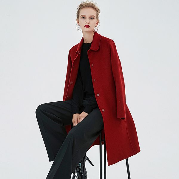 cashmere coat female 2019 autumn and winter new a word with agate red water ripple double-sided wool woolen coat, Black
cashmere coat female 2019 autumn and winter new a word with agate red water ripple double-sided wool woolen coat, Black