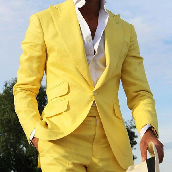 yellow linen men wedding suits for man blazer peaked lapel casual outfit prom party groom tuxedos 2pieces costume homme mariage, White;black
yellow linen men wedding suits for man blazer peaked lapel casual outfit prom party groom tuxedos 2pieces costume homme mariage, White;black