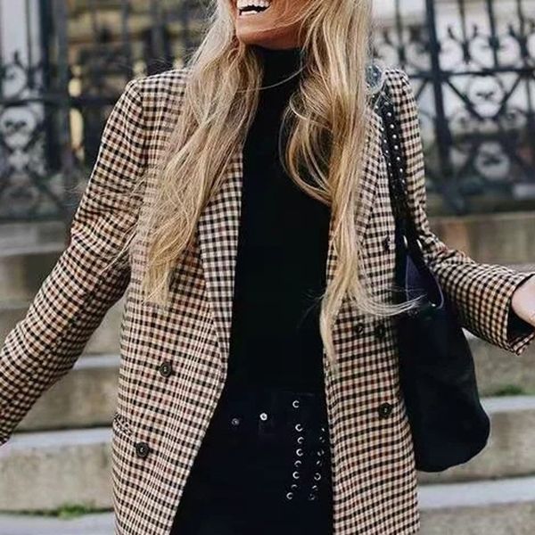 2019 fashion plaid women blazer coat retro button lattice suit jacket with shoulder pads jacket blazer female casual coats, White;black
2019 fashion plaid women blazer coat retro button lattice suit jacket with shoulder pads jacket blazer female casual coats, White;black