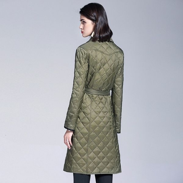 fashion women down cotton padded long jacket slim fit belted style parka outwear thin double breasted diamond pattern coats, Black
fashion women down cotton padded long jacket slim fit belted style parka outwear thin double breasted diamond pattern coats, Black