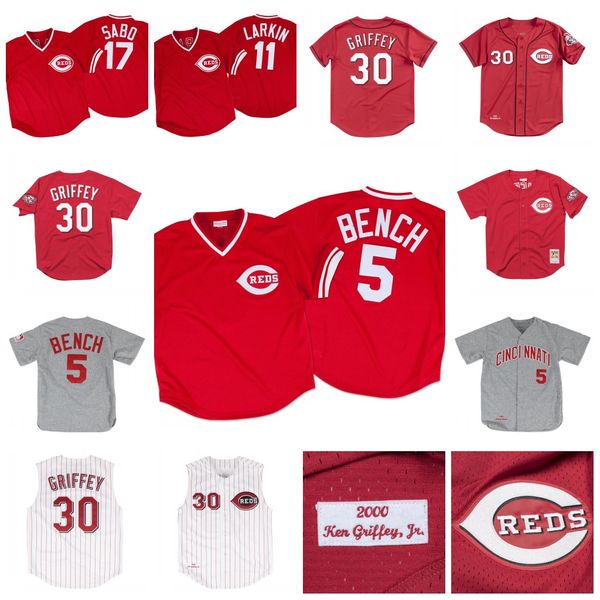 johnny bench 1969 1983 barry larkin 1990 chris sabo 1990 ken griffey jr. 2000 ken griffey jr. 2005 vintage baseball jersey, Blue;black
johnny bench 1969 1983 barry larkin 1990 chris sabo 1990 ken griffey jr. 2000 ken griffey jr. 2005 vintage baseball jersey, Blue;black