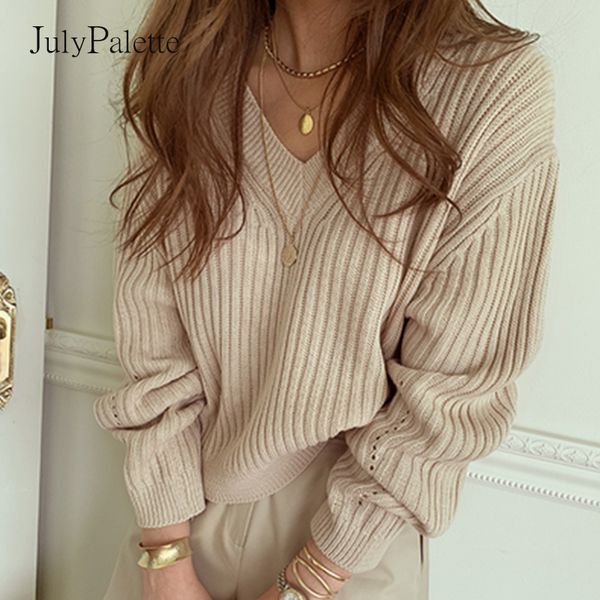 julypalette autumn winter knitted sweater women basic solid loose pullovers women long sleeve casual knitwear female jumper 2020, White;black
julypalette autumn winter knitted sweater women basic solid loose pullovers women long sleeve casual knitwear female jumper 2020, White;black