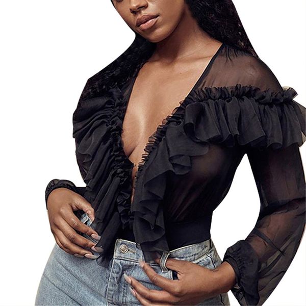party ruffle embellished sheer lace bodysuits slong sleeve solid skinny bodysuit autumn night out fashion women romper, Black;white
party ruffle embellished sheer lace bodysuits slong sleeve solid skinny bodysuit autumn night out fashion women romper, Black;white