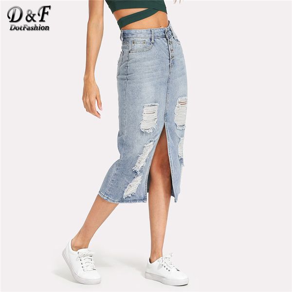 dotfashion split front ripped denim skirt 2019 new fashion summer long sheath skirt women blue slit mid waist casual, Black
dotfashion split front ripped denim skirt 2019 new fashion summer long sheath skirt women blue slit mid waist casual, Black