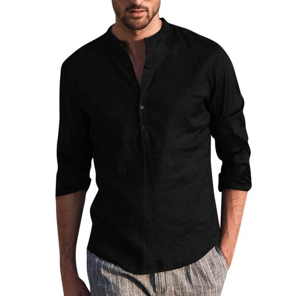 shirt men baggy cotton linen solid color spring summer long sleeve button retro shirts blouse male clothes, White;black
shirt men baggy cotton linen solid color spring summer long sleeve button retro shirts blouse male clothes, White;black