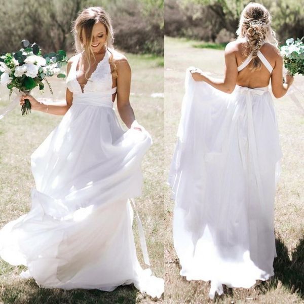 bohemian garden chiffon wedding dresses 2020 new design custom made sweep train backless halter lace bridal gowns vestidos de novia w209, White
bohemian garden chiffon wedding dresses 2020 new design custom made sweep train backless halter lace bridal gowns vestidos de novia w209, White