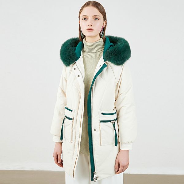 2019 new winter thicken outerwear white duck down jacket women medium long hooded real fur collar hats warm down coat clothing, Black
2019 new winter thicken outerwear white duck down jacket women medium long hooded real fur collar hats warm down coat clothing, Black