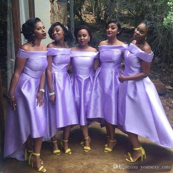 2019 lavender high low bridesmaid dresses off shoulder a line wedding guest gowns back zipper custom made formal maid of honor gowns, White;pink
2019 lavender high low bridesmaid dresses off shoulder a line wedding guest gowns back zipper custom made formal maid of honor gowns, White;pink
