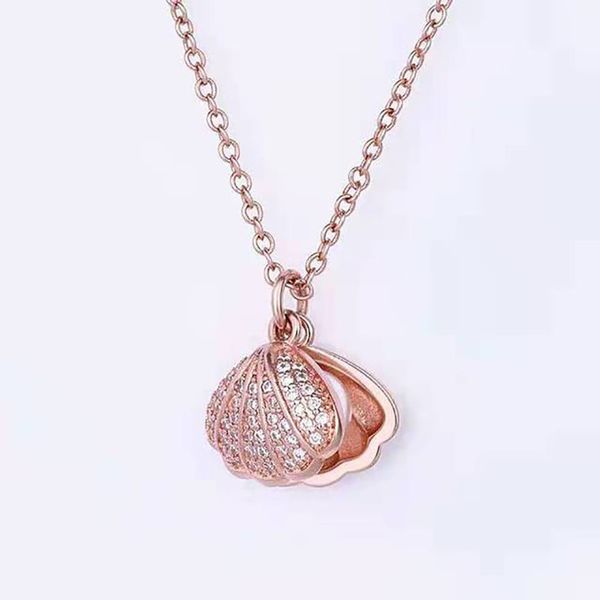 pjx version artificial pearl shell necklace crystal fashion fan-shaped pendant birthday gift for friends cfm-001, Silver