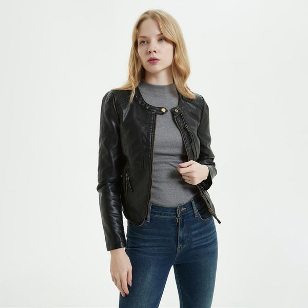 2019 winter autumn women crop leather o neck slim fit pu motorcycle vintage outwear jacket double zipper rivet leather jackets, Black
2019 winter autumn women crop leather o neck slim fit pu motorcycle vintage outwear jacket double zipper rivet leather jackets, Black