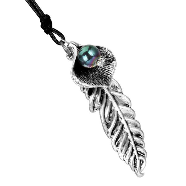 single rainbow bead feathers shape pendant charms pendant wax cord necklace, Silver
single rainbow bead feathers shape pendant charms pendant wax cord necklace, Silver