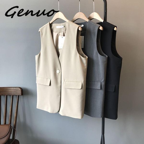 genuo new 2019 fall women suit vest sleeveless beige black elegant office v neck jacket coat, Black;white
genuo new 2019 fall women suit vest sleeveless beige black elegant office v neck jacket coat, Black;white