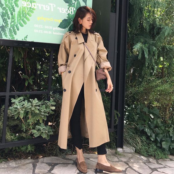 women spring size outerwear classic plus long trench trench ladies loose double-breasted luxury office coats windbreak autumn gplii, Black
women spring size outerwear classic plus long trench trench ladies loose double-breasted luxury office coats windbreak autumn gplii, Black
