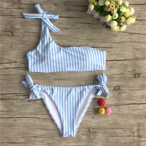 one shoulder bikini set lace up high cut leg striped print bikini set two piece swimsuit for women swimming suit biquinis, White;black
one shoulder bikini set lace up high cut leg striped print bikini set two piece swimsuit for women swimming suit biquinis, White;black
