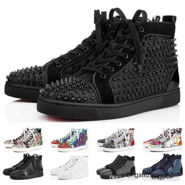 2020 designer sneakers red bottom shoe low cut studded spikes luxury shoes for men and women shoes party wedding crystal leather sneakers, Black
2020 designer sneakers red bottom shoe low cut studded spikes luxury shoes for men and women shoes party wedding crystal leather sneakers, Black