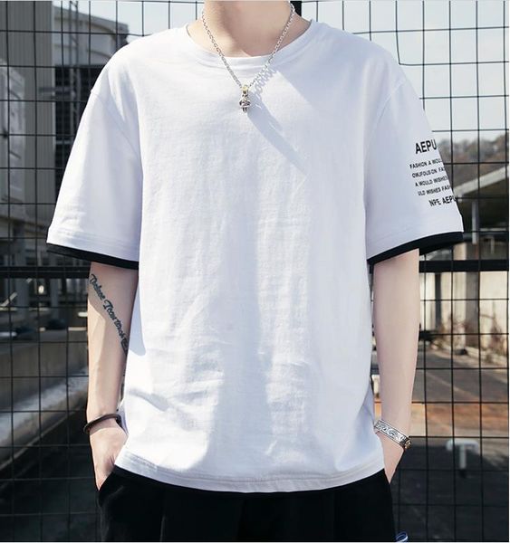 men's summer short-sleeved t-shirt korean tide tide brand compassionate ins loose ice silk short-sleeve cotton boys clothes, White;black
men's summer short-sleeved t-shirt korean tide tide brand compassionate ins loose ice silk short-sleeve cotton boys clothes, White;black