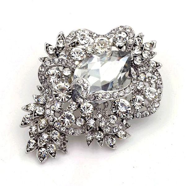 3.2" rhodium silver plated clear rhinestone crystal sparkly glass crystal brooch, Gray
3.2" rhodium silver plated clear rhinestone crystal sparkly glass crystal brooch, Gray