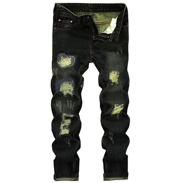 casual men's vintage hole jeans denim folds wash work frayed printed zipper basic pants ripped jeans for men vaqueros hombre 5, Blue
casual men's vintage hole jeans denim folds wash work frayed printed zipper basic pants ripped jeans for men vaqueros hombre 5, Blue