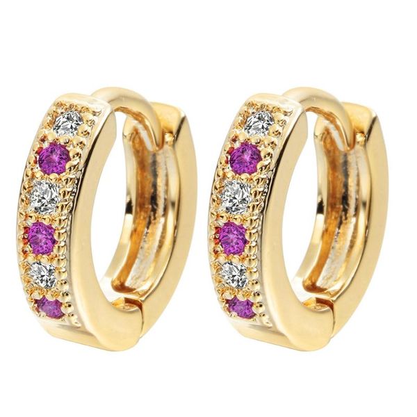 charming earrings gold filled womens hoop earrings inlaid shiny zircon, Golden