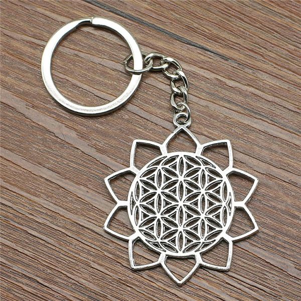 keyring large flower of life keychain 48x42mm antique silver new fashion handmade metal keychain souvenir gifts for women
keyring large flower of life keychain 48x42mm antique silver new fashion handmade metal keychain souvenir gifts for women