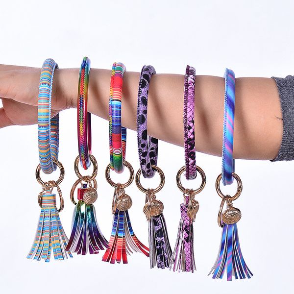 new arrival pu leather tassel keychains bangle keyring bangles hyperbolic gold shell leopard cuff bracelets for women girls, Black
new arrival pu leather tassel keychains bangle keyring bangles hyperbolic gold shell leopard cuff bracelets for women girls, Black