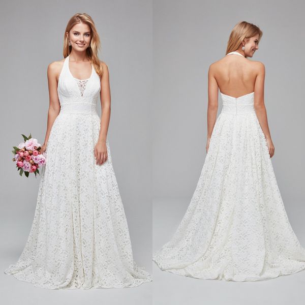 oleg cassini beach wedding dresses halter lace applique a line garden boho wedding dresses sweep train plus size backless bridal gowns, White
oleg cassini beach wedding dresses halter lace applique a line garden boho wedding dresses sweep train plus size backless bridal gowns, White